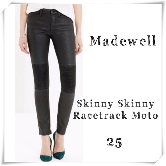 MADEWELL Skinny Skinny Racetrack Moto Jeans in Black - Picture 1 of 10